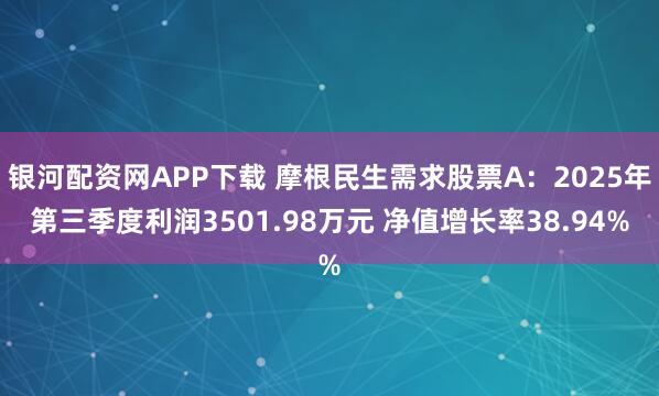 银河配资网APP下载 摩根民生需求股票A：2025年第三季度利润3501.98万元 净值增长率38.94%