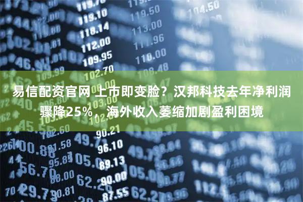 易信配资官网 上市即变脸？汉邦科技去年净利润骤降25%，海外收入萎缩加剧盈利困境
